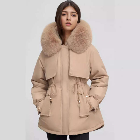 R&B | Damen Winter Kunstpelzkragen Mantel