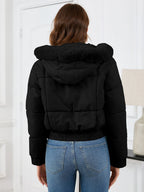 R&B | Wattierte Winterjacke mit Pelzkapuze und Taschen