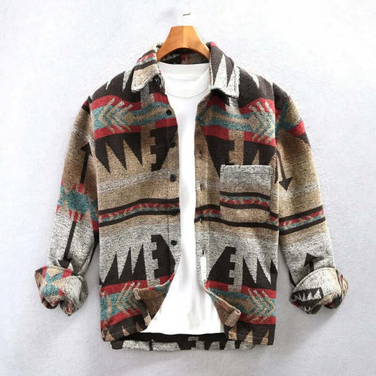 R&B | Südwestlicher Aztec-Druck Shirtjacke
