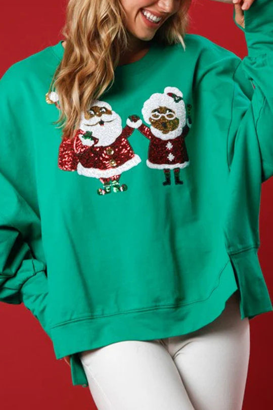 R&B | Weihnachtsmann Pailletten Lässig Lockere Lange Ärmel Sweatshirt