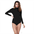 Damen figurbetontes Langarm-Bodysuit mit Rollkragen R&B