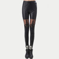 Damen Hochgezogene Leggings mit transparentem Spitzenmuster