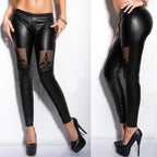 Damen Hochgezogene Leggings mit transparentem Spitzenmuster