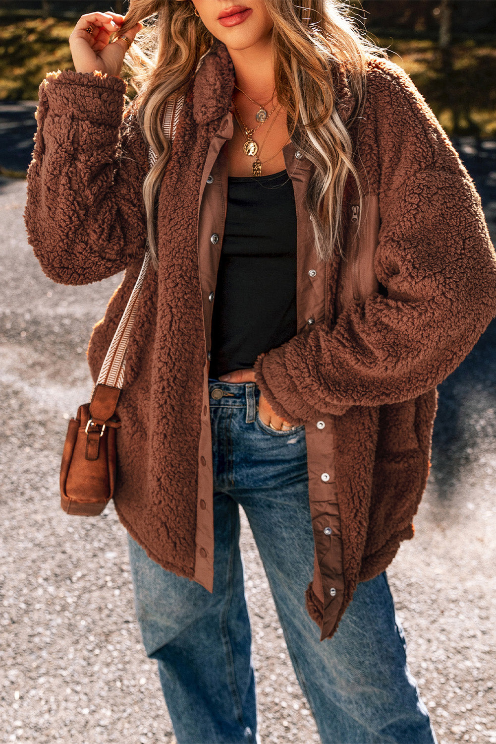 R&B | Oversized Teddyjacke Polyester Warm und Bequem