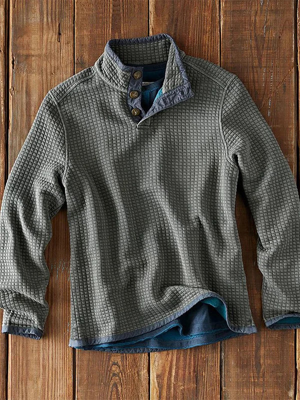 R&B | Strukturiertes Waffelshirt mit Knopfdetails Baumwollmischung Warm und Robust