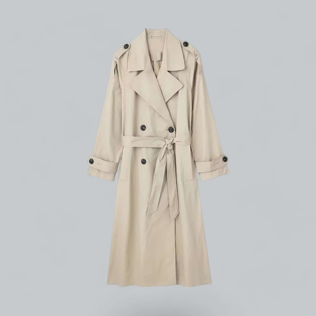 R&B | Eleganter doppelt gefütterter Damen-Trenchcoat mit Gürtel
