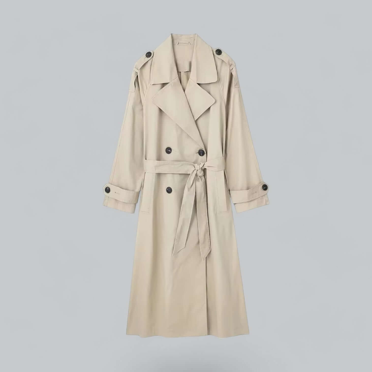 R&B | Eleganter doppelt gefütterter Damen-Trenchcoat mit Gürtel