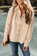 R&B | Rippierte Hemdjacke mit Brusttaschen Baumwollmischung Einfach und Elegant
