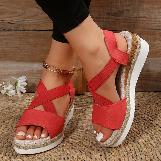 R&B | Keilsandalen Kreuzriemen Plateau Gladiator
