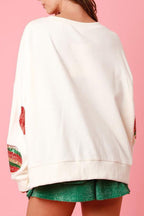 R&B | Weihnachts-Ei Pailletten Lässiger Langarm Sweatshirt