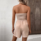 R&B | Einfarbige High-Waisted Tube Top Jumpsuit Shorts