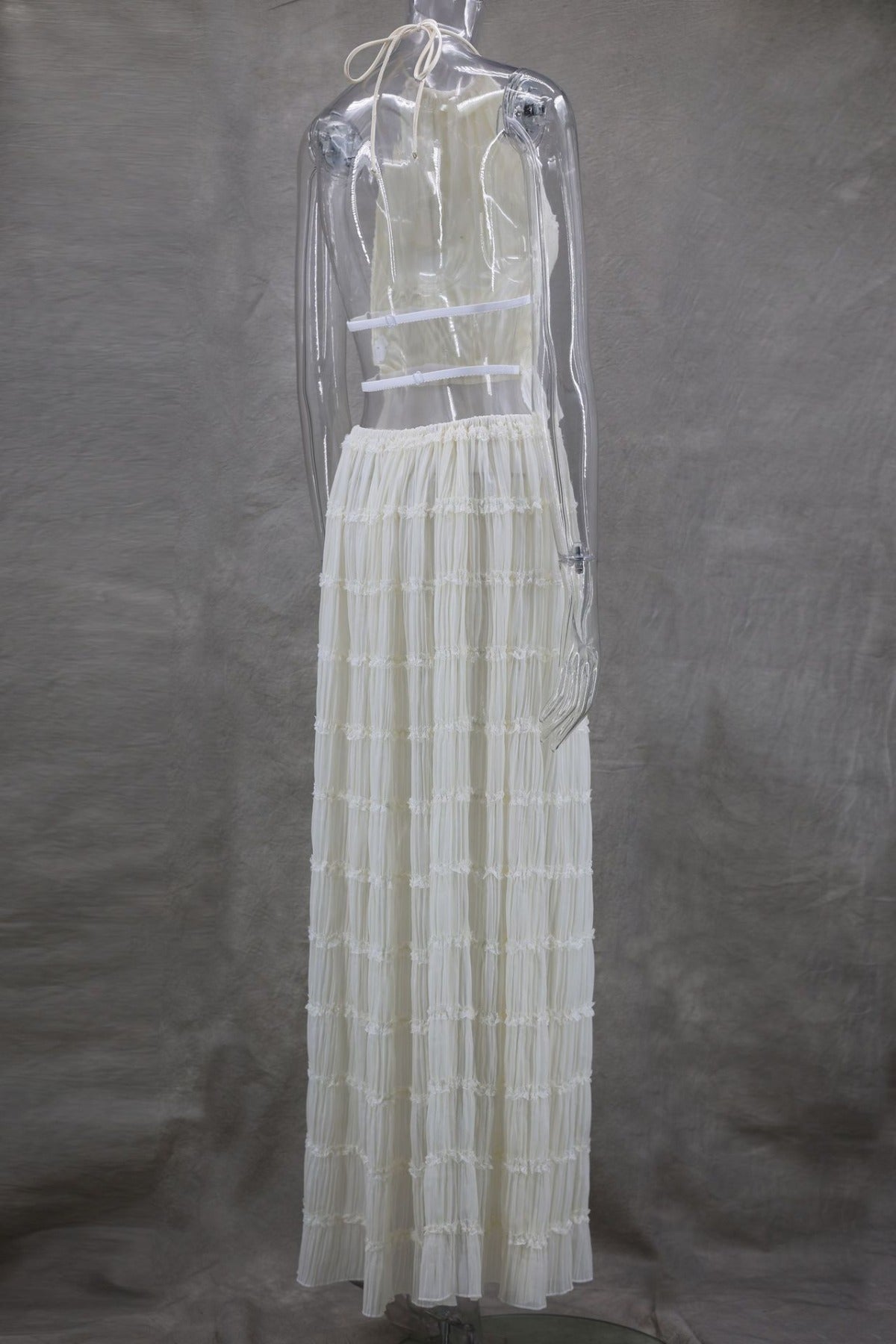 R&B | Neckholder Spitzenweste langes Kleid Set