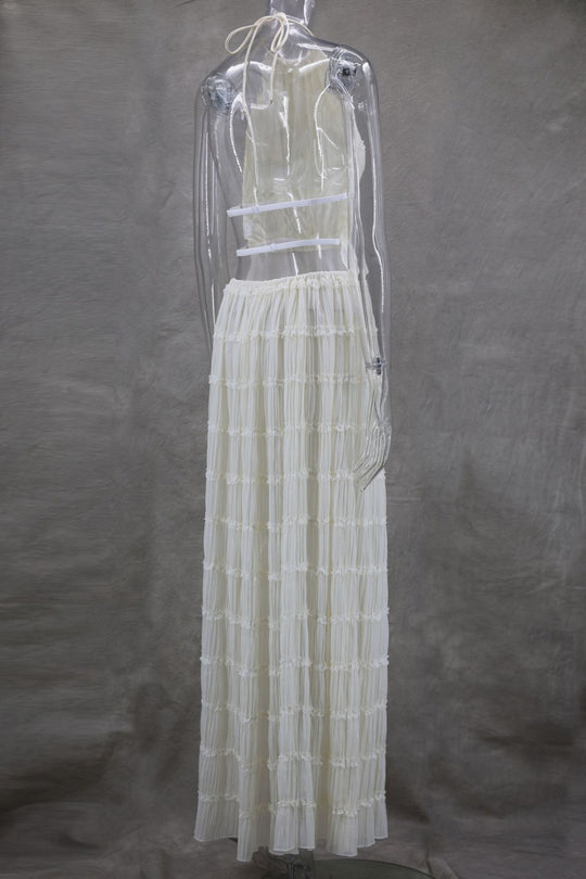 R&B | Neckholder Spitzenweste langes Kleid Set