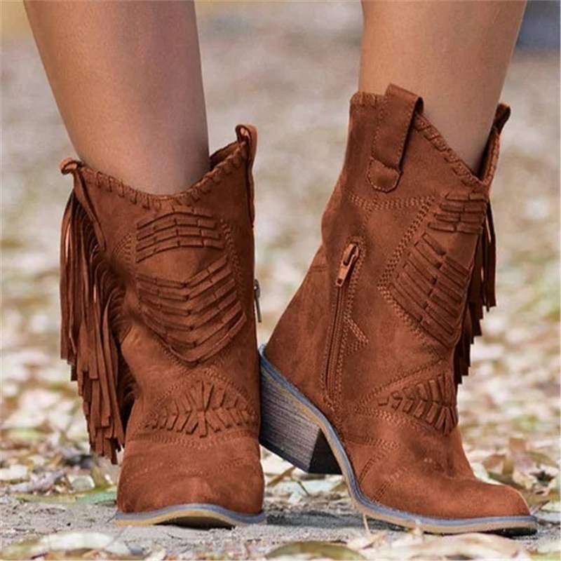 Stylische Damen Stiefel mit Fransen R&B