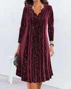 R&B | Kleid mit V-Ausschnitt und Langen Ärmeln