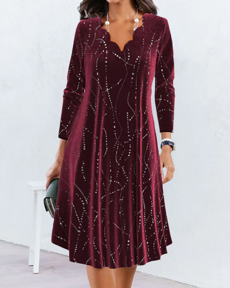 R&B | Kleid mit V-Ausschnitt und Langen Ärmeln