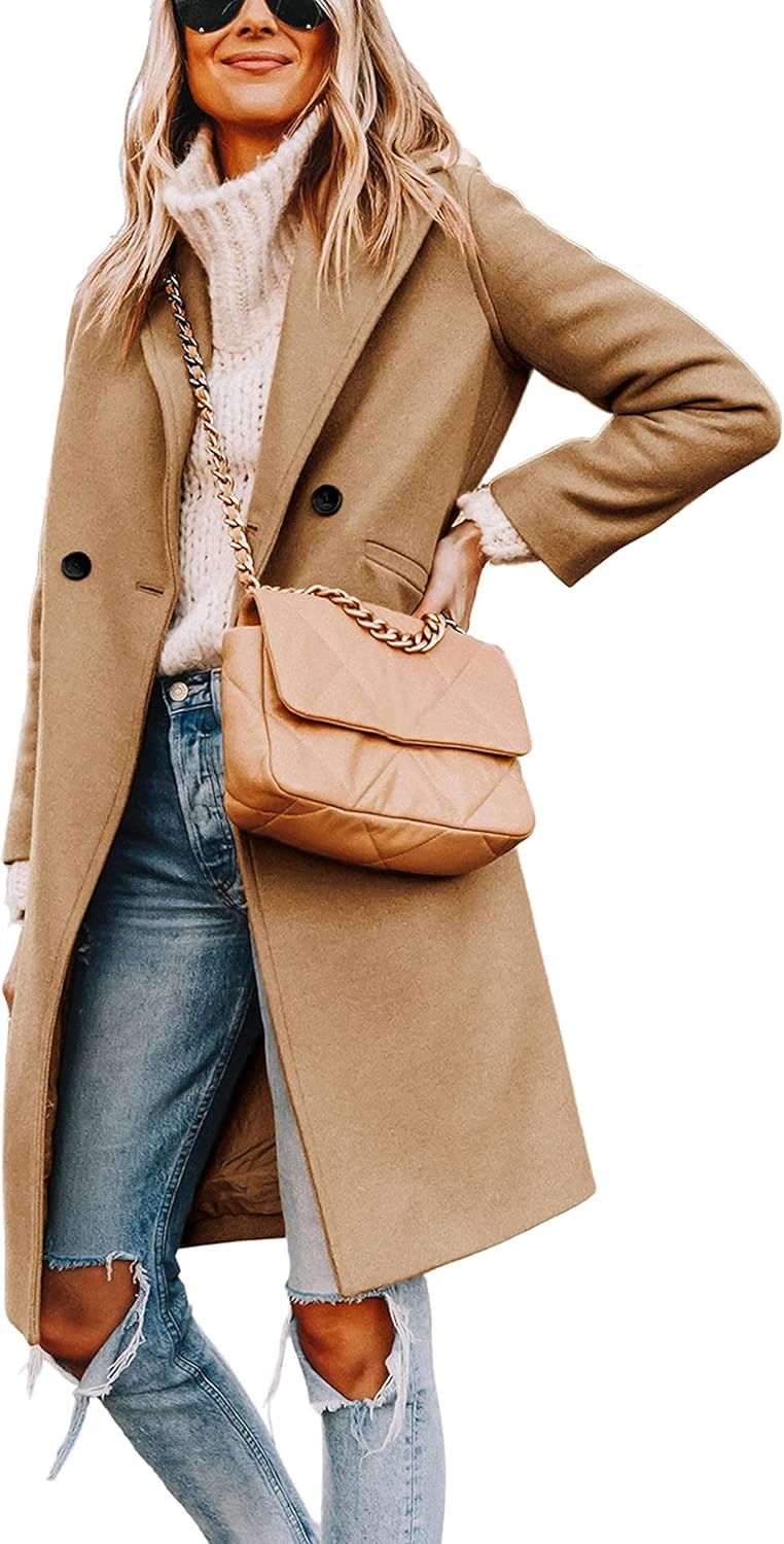 R&B | Damen Winter Wollmantel mit spitzem Revers