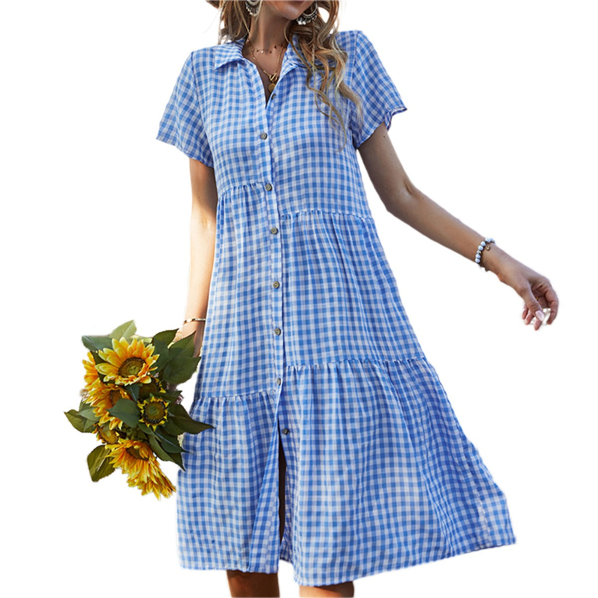 R&B | Hemdkragen kariertes Kleid