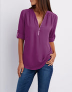 R&B | V-Ausschnitt plus Größe Frauen ärmellos Chiffon Shirt