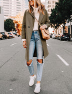R&B | Damen Winter Wollmantel mit spitzem Revers
