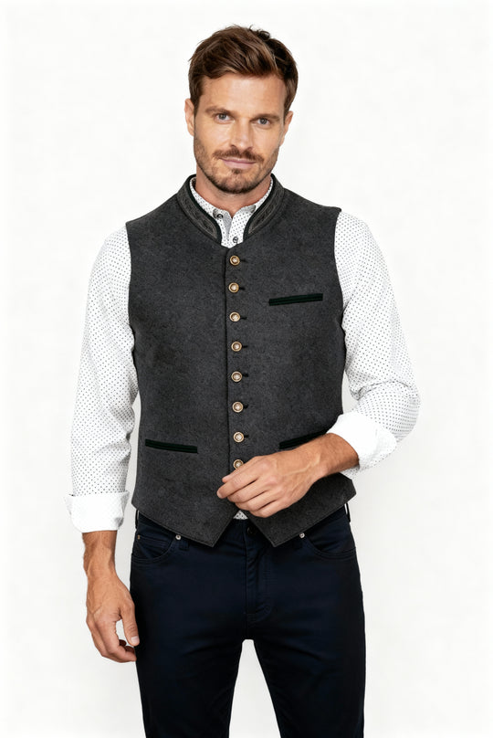 R&B - Elegante Herren Trachtenweste Grau Traditionell
