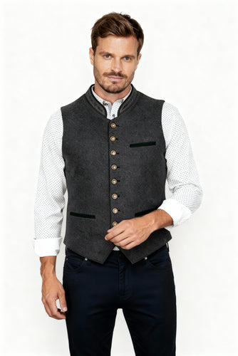 R&B - Elegante Herren Trachtenweste Grau Traditionell