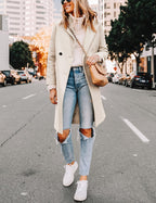 R&B | Damen Winter Wollmantel mit spitzem Revers