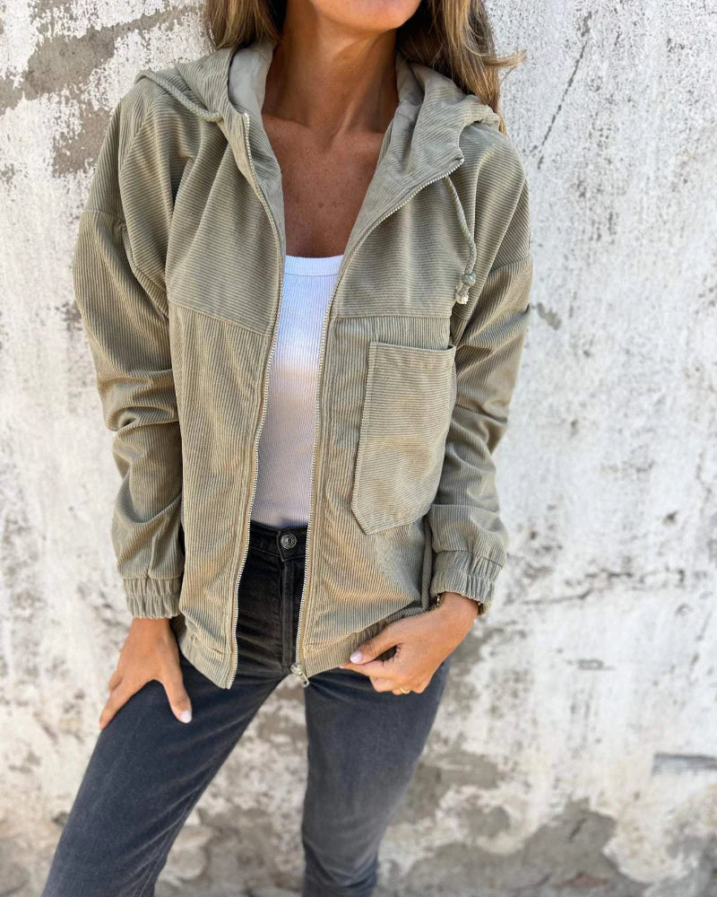 R&B | leichte Cord-Jacke mit Kapuze für Damen