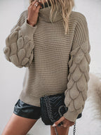 R&B | Strickpullover mit Hohem Kragen Weich und Elegant Einzigartige Ärmel