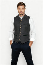 R&B - Elegante Herren Trachtenweste Grau Traditionell