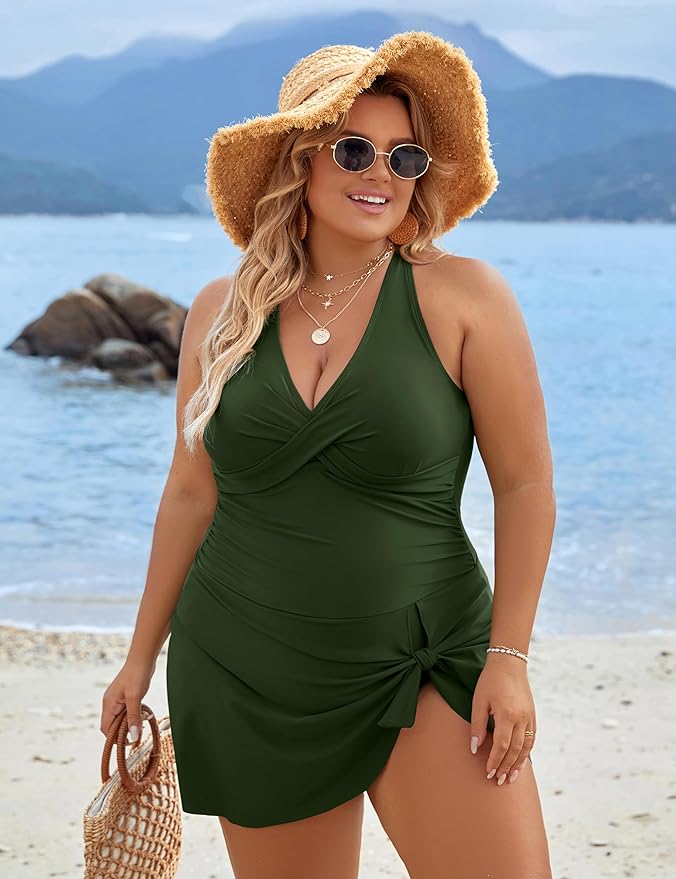 R&B | Plus Size Einteiler Schwimmdress Badeanzug Bauchkontrolle Badeanzüge
