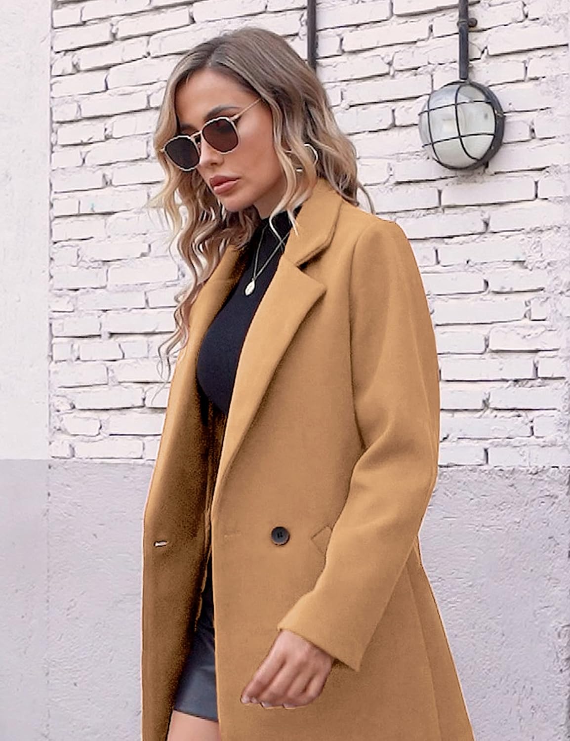 R&B | Damen Winter Wollmantel mit spitzem Revers