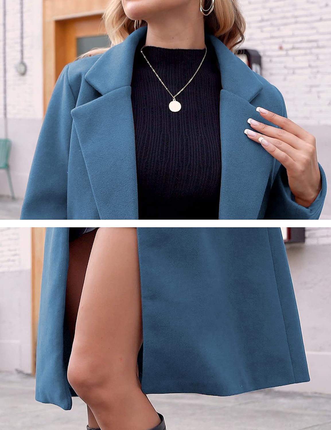 R&B | Damen Winter Wollmantel mit spitzem Revers