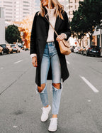R&B | Damen Winter Wollmantel mit spitzem Revers