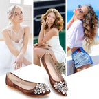 Funkelnde Strass Ballerina Flache Schuhe - Yelena R&B