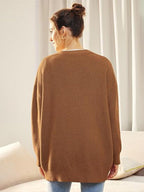 R&B | Cardigan - Damen Herbst Oversized V-Ausschnitt Knopf Cardigan