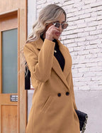 R&B | Damen Winter Wollmantel mit spitzem Revers