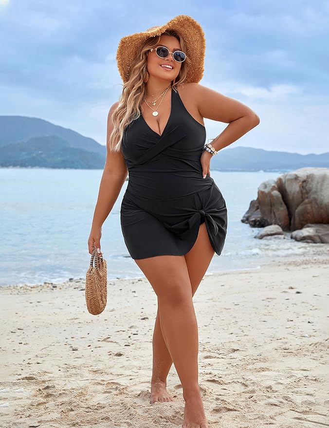 R&B | Plus Size Einteiler Schwimmdress Badeanzug Bauchkontrolle Badeanzüge