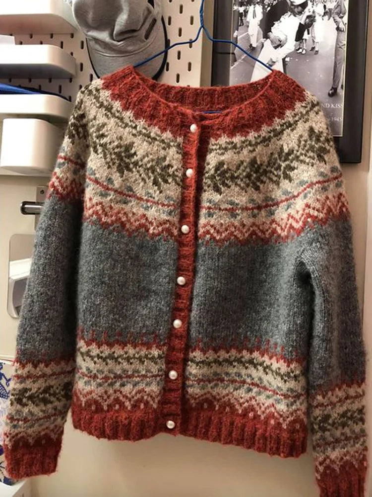 R&B | Damen Strickjacke mit Einreiherknöpfe für Herbst und Winter