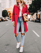 R&B | Damen Winter Wollmantel mit spitzem Revers