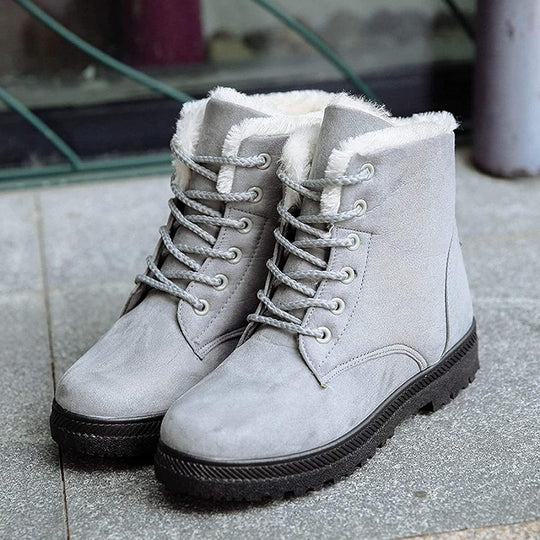 Wasserdichte, fleecegefütterte, rutschfeste Winterstiefel mit Schnürsenkeln R&B
