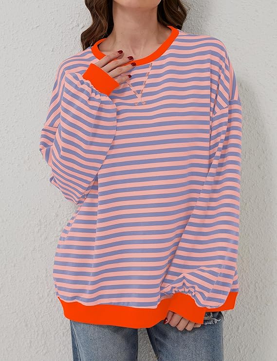 R&B | Übergroßer und Gestreifter Pullover für Damen