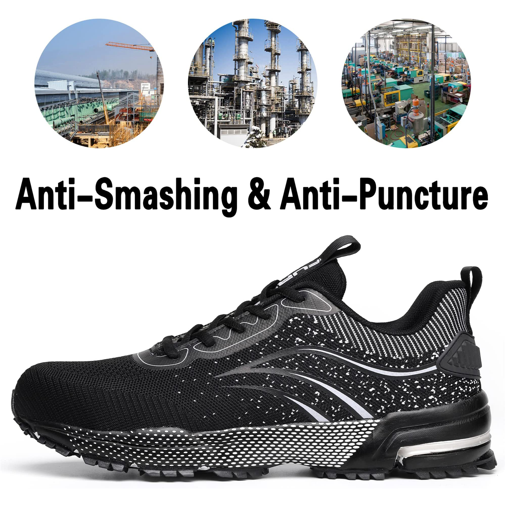 Leicht Sicherheitsschuhe Herren Damen Arbeitsschuhe Atmungsaktiv Schutzschuhe Stahlkappe Sportlich Sneaker R&B