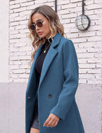 R&B | Damen Winter Wollmantel mit spitzem Revers
