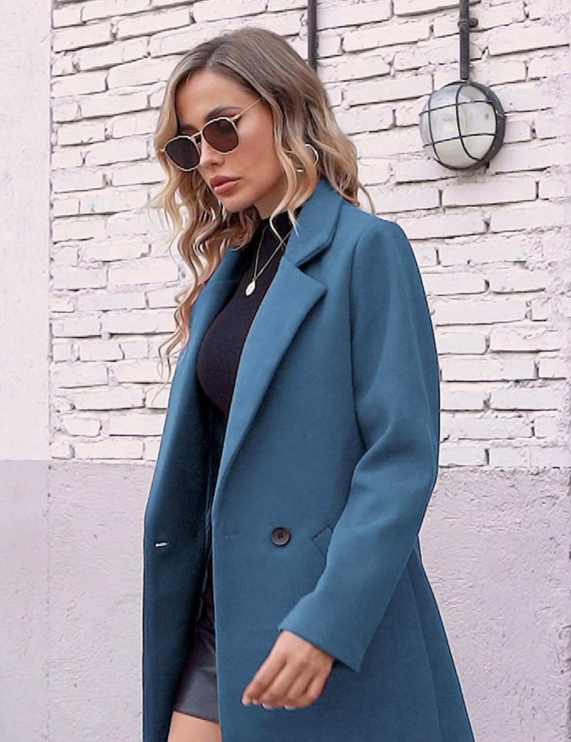 R&B | Damen Winter Wollmantel mit spitzem Revers
