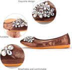 Funkelnde Strass Ballerina Flache Schuhe - Yelena R&B