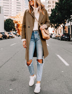 R&B | Damen Winter Wollmantel mit spitzem Revers