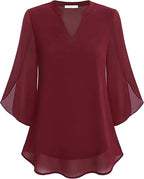 R&B | Doppelter Schichten Chiffon-Bluse