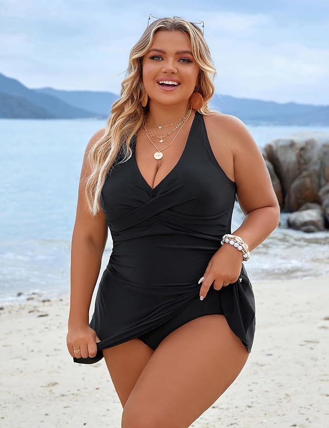 R&B | Plus Size Einteiler Schwimmdress Badeanzug Bauchkontrolle Badeanzüge