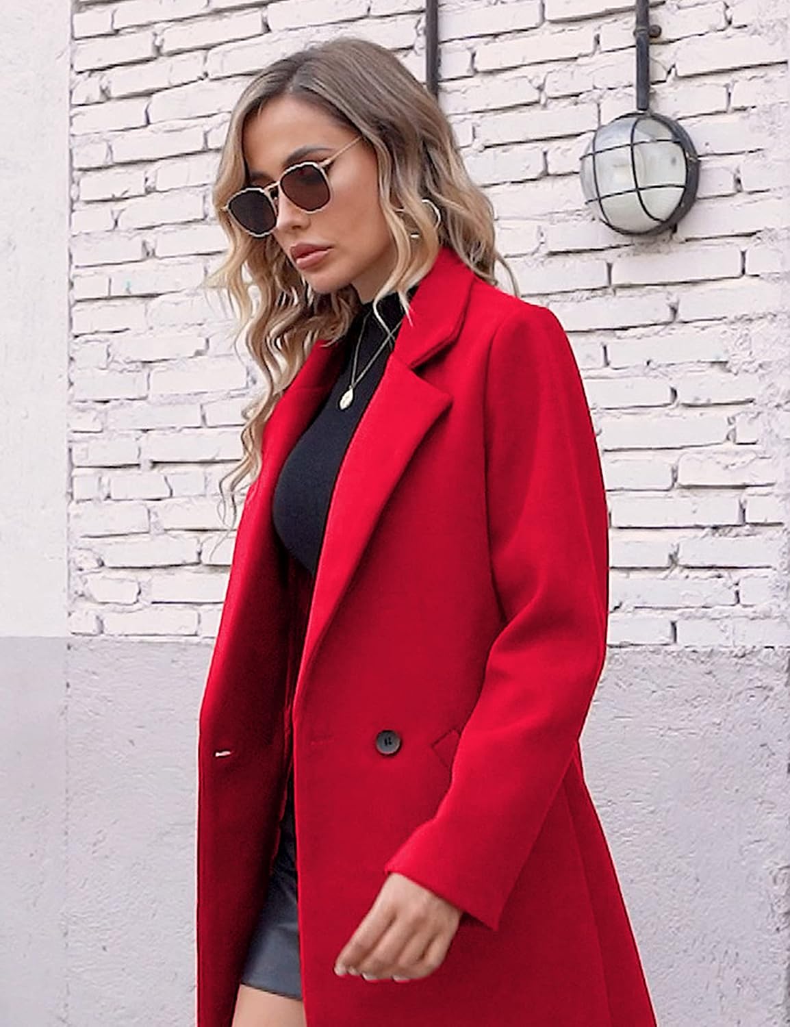 R&B | Damen Winter Wollmantel mit spitzem Revers